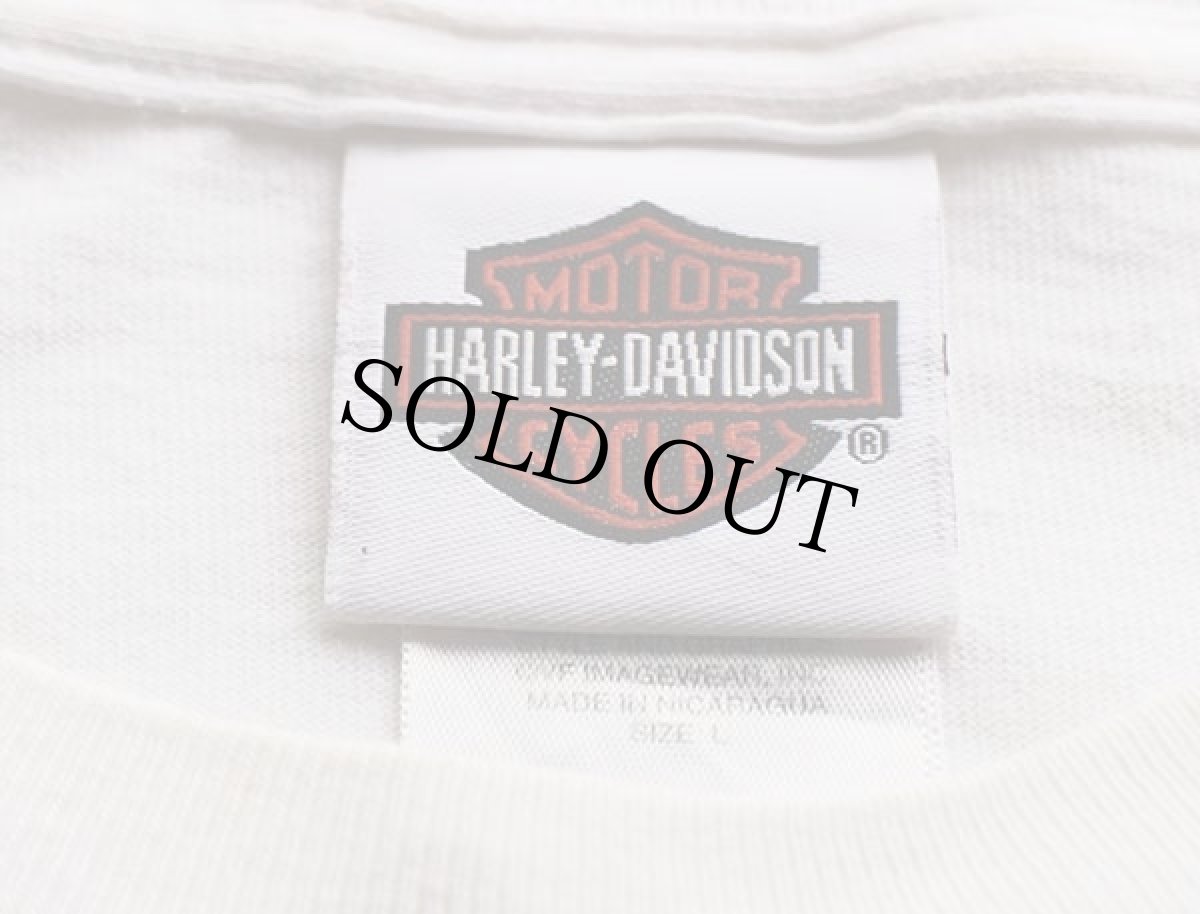 画像3: 00s HARLEY-DAVIDSON ハーレー ダビッドソン SKAGIT 両面プリント コットン ポケット付き 長袖Tシャツ 白 L (3)