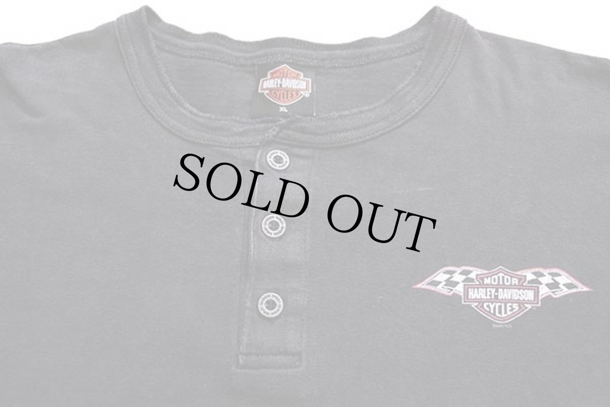 画像3: 00s HARLEY-DAVIDSON ハーレー ダビッドソン DAYTONA 両面プリント ヘンリーネック コットン 長袖Tシャツ 黒 XL (3)