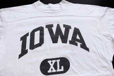 画像3: 90s USA製 RUSSELLラッセル IOWA コットン フットボールTシャツ 白 L (3)