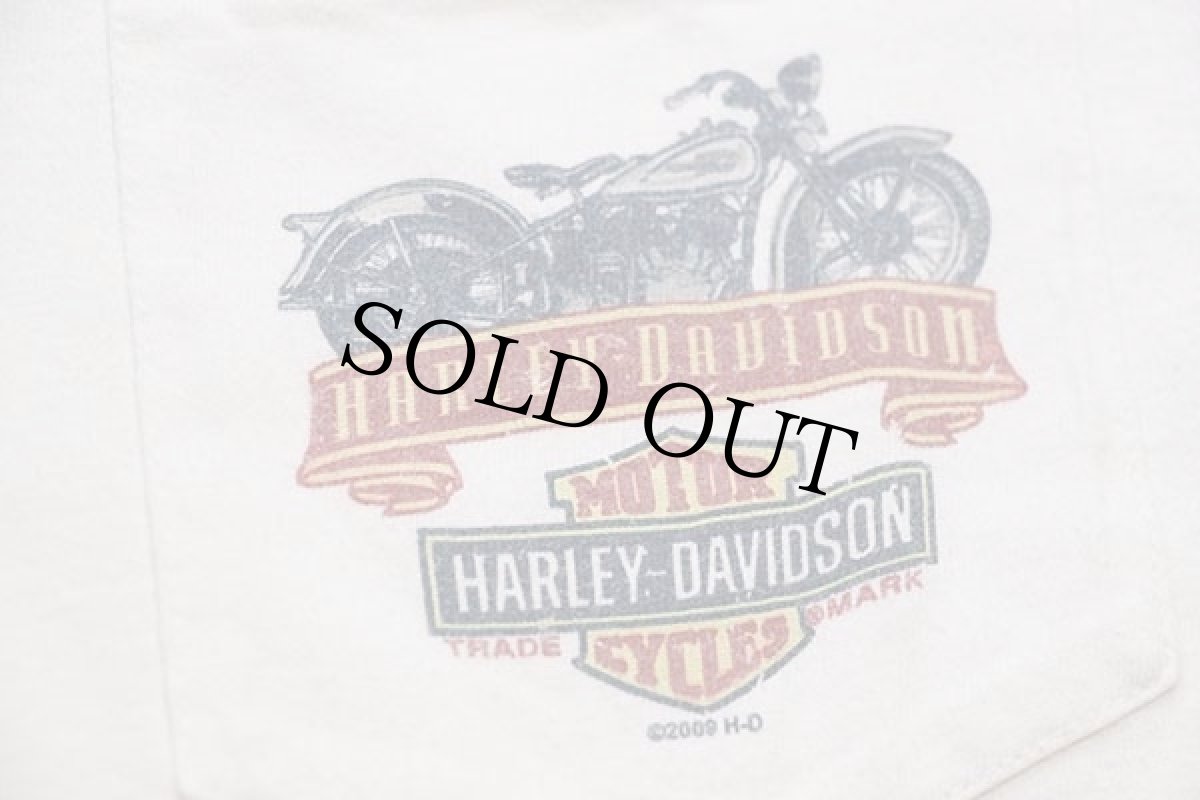 画像5: 00s HARLEY-DAVIDSON ハーレー ダビッドソン SKAGIT 両面プリント コットン ポケット付き 長袖Tシャツ 白 L (5)
