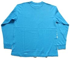画像2: 80s USA製 COLUMBUS ロゴ コットン 長袖Tシャツ 水色 XL (2)