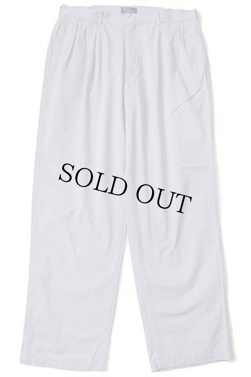 画像2: 90s USA製 ポロ ラルフローレン ツータック コットン チノパン ライトグレー w36 (2)