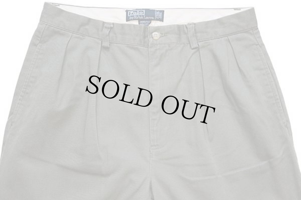 画像4: 90s ポロ ラルフローレン ANDREW PANT ツータック コットン チノパン グレー w32 L32 (4)