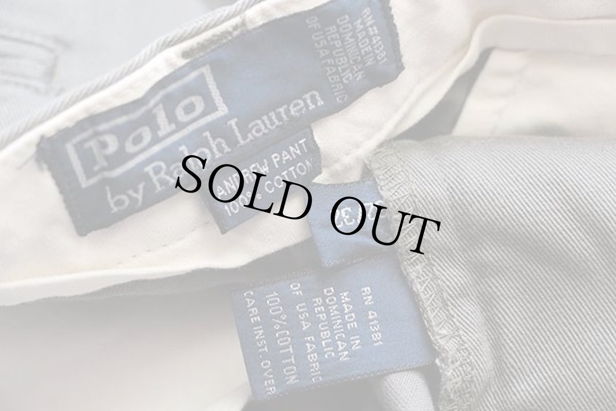 画像6: 90s ポロ ラルフローレン ANDREW PANT ツータック コットン チノパン グレー w32 L32 (6)