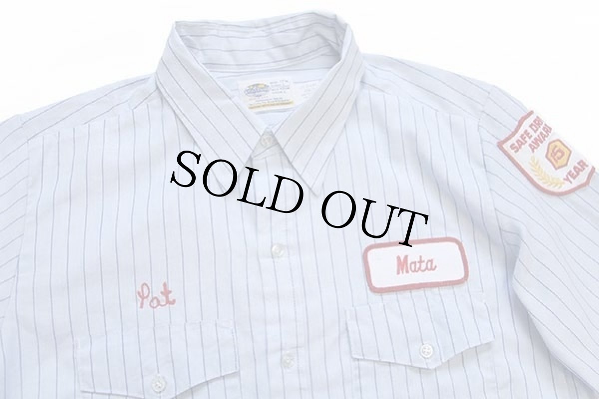 画像3: 80s USA製 RIVERSIDE チェーン刺繍&パッチ付き ピンストライプ ワークシャツ (3)