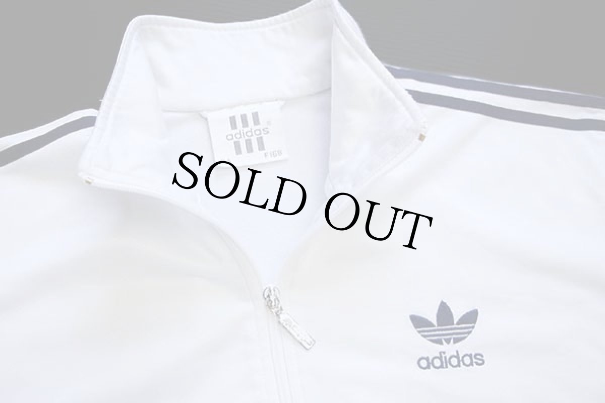 画像3: 90s adidasアディダス トレフォイル ロゴ刺繍 トラックジャケット 白×紺 S★ジャージ (3)