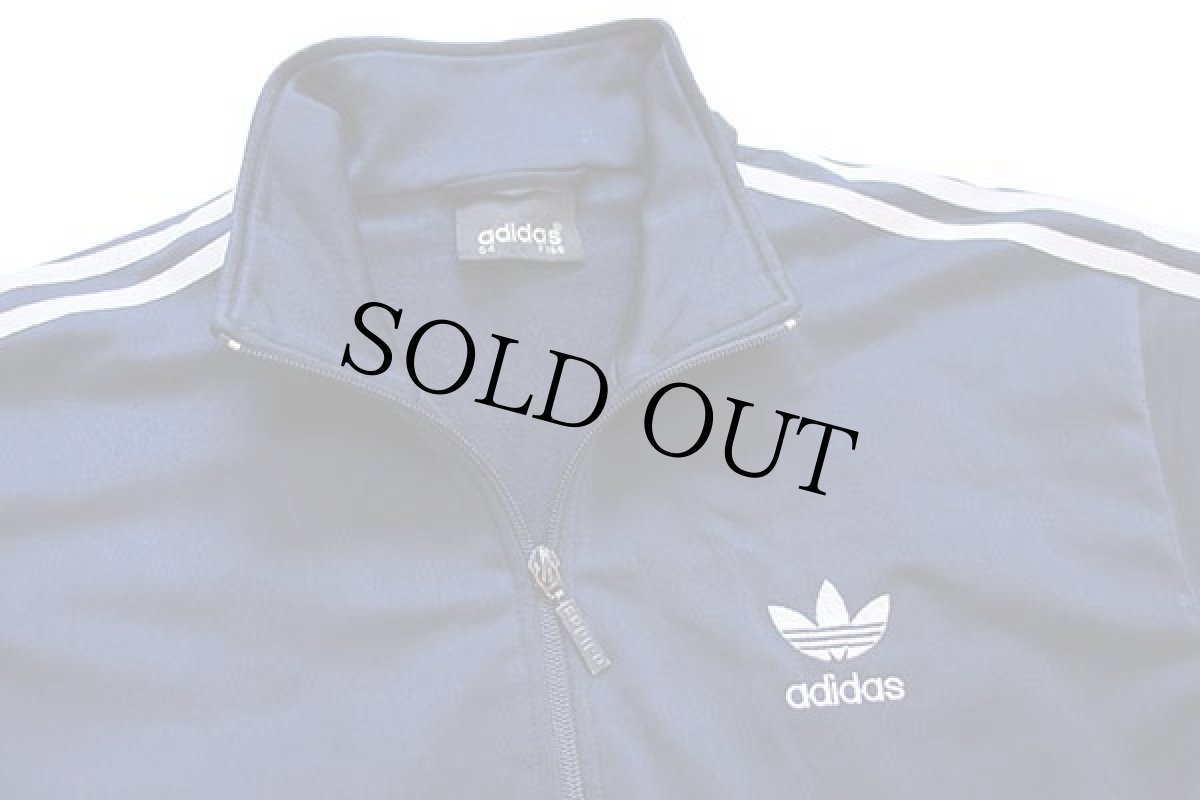 画像3: adidasアディダス トレフォイル ロゴ刺繍 トラックジャケット 紺×白 S★ジャージ (3)