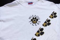 画像3: 90s メキシコ製 Championチャンピオン MIZZOU TIGERS 足型 コットン 長袖Tシャツ 白 XL (3)