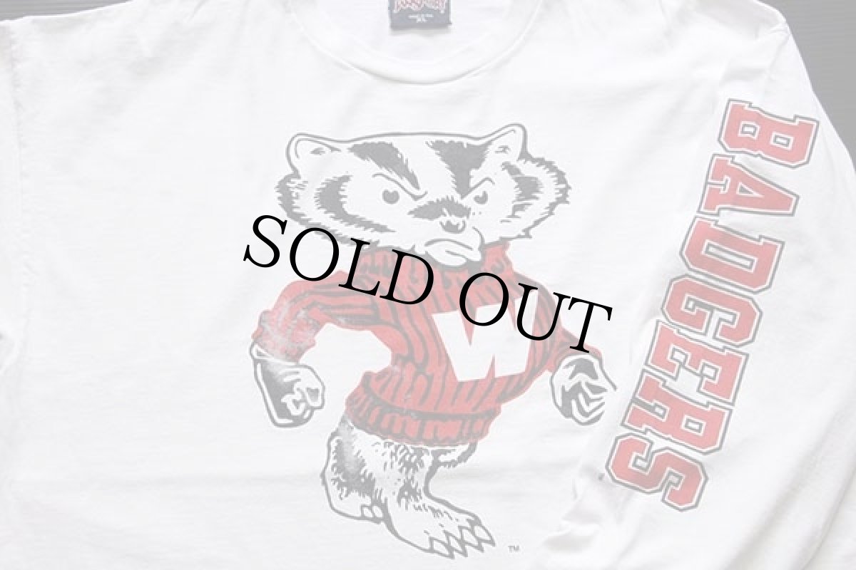 画像3: 90s USA製 JANSPORTジャンスポーツ BADGERS バッキー コットン 長袖Tシャツ 白 XL (3)