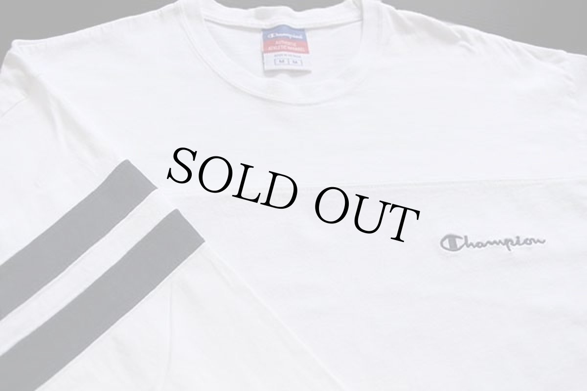 画像3: 00s Championチャンピオン スクリプト ロゴ刺繍 コットン カットソー 白 M (3)