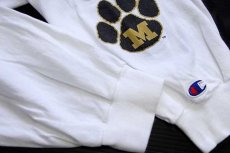 画像5: 90s メキシコ製 Championチャンピオン MIZZOU TIGERS 足型 コットン 長袖Tシャツ 白 XL (5)