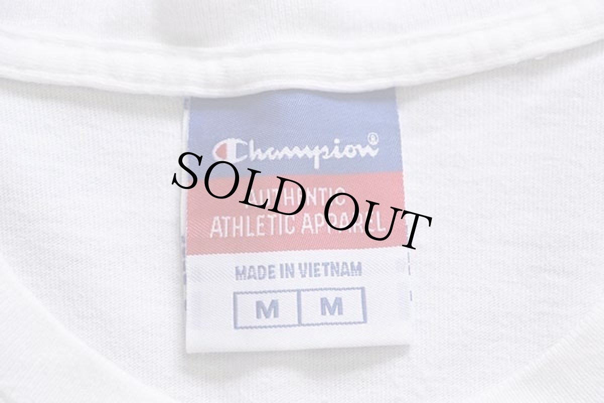 画像4: 00s Championチャンピオン スクリプト ロゴ刺繍 コットン カットソー 白 M (4)