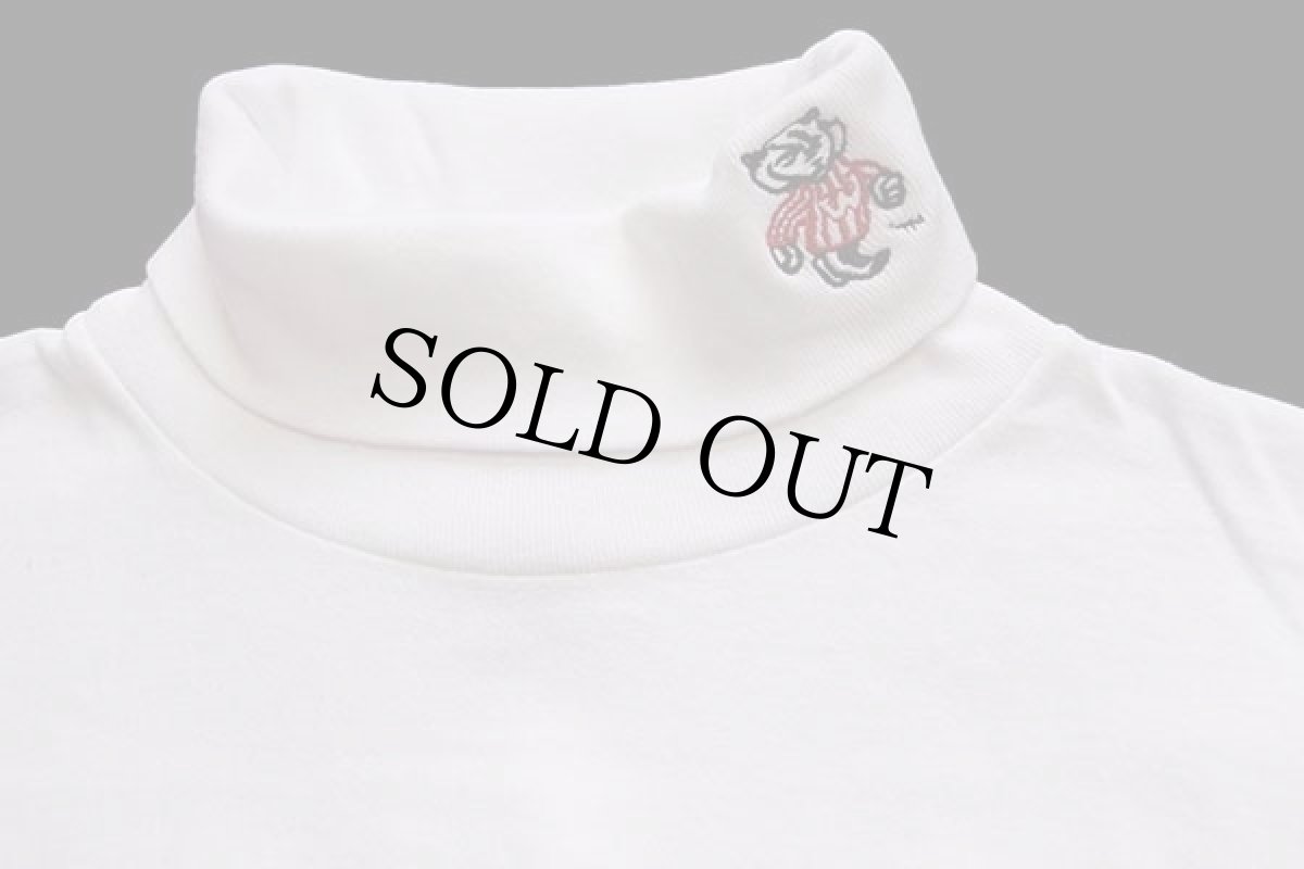 画像3: 90s USA製 バッキー 刺繍 タートルネック コットン 長袖Tシャツ 白 L (3)