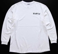 画像1: 00s KAVUカブー ロゴ コットン 長袖Tシャツ 白 (1)