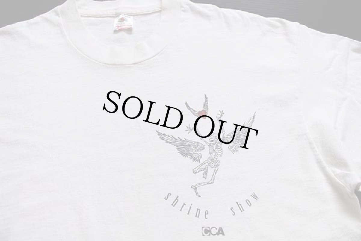 画像3: 90s USA製 shrine show スカル ハート コットン 長袖Tシャツ 生成り XL (3)