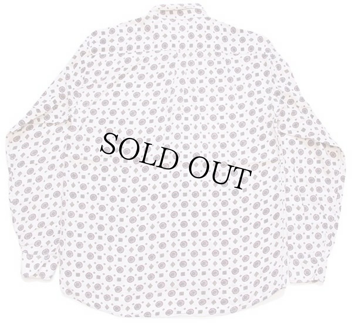 画像2: 80s Cold Wave 小紋柄 総柄 ボタンダウン レーヨンシャツ M (2)