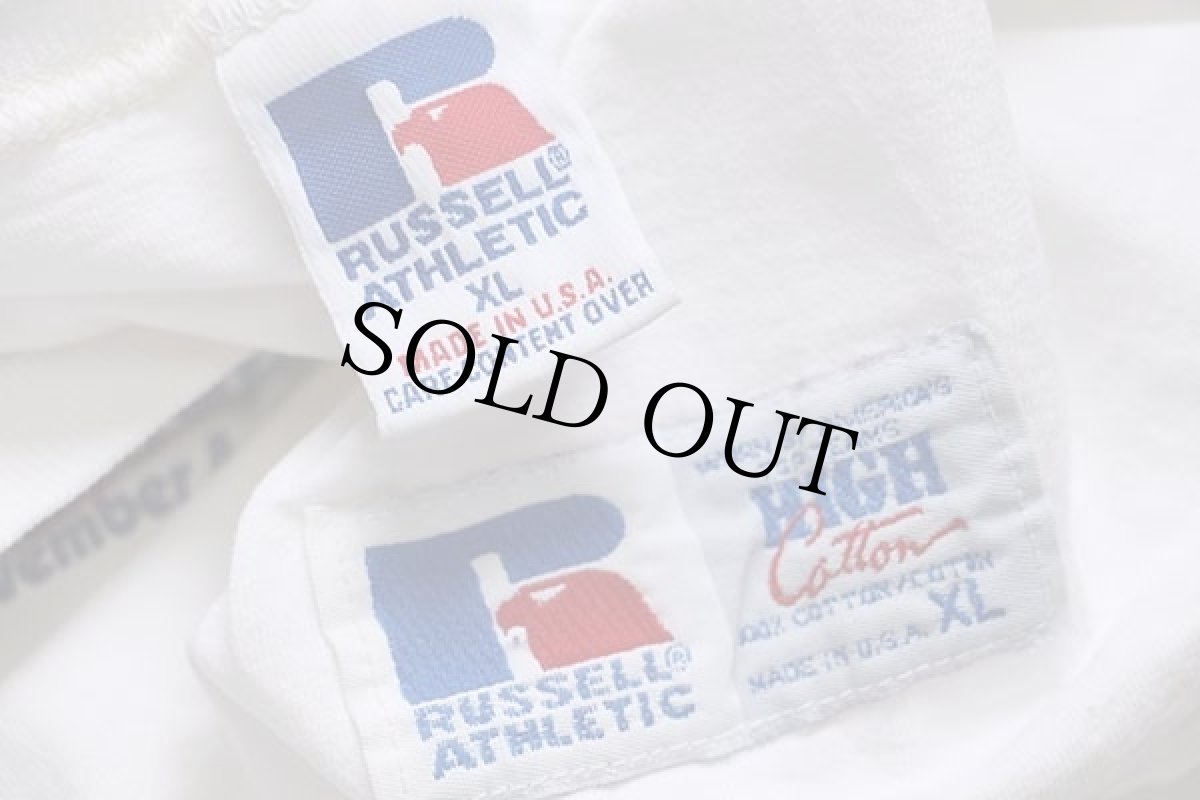 画像5: 90s USA製 RUSSELLラッセル Delchamps CHARITY RUN 95 スニーカー 協賛 両面プリント コットン 長袖Tシャツ 白 XL (5)