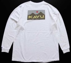 画像2: 00s KAVUカブー ロゴ コットン 長袖Tシャツ 白 (2)