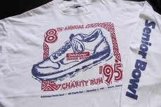 画像3: 90s USA製 RUSSELLラッセル Delchamps CHARITY RUN 95 スニーカー 協賛 両面プリント コットン 長袖Tシャツ 白 XL (3)