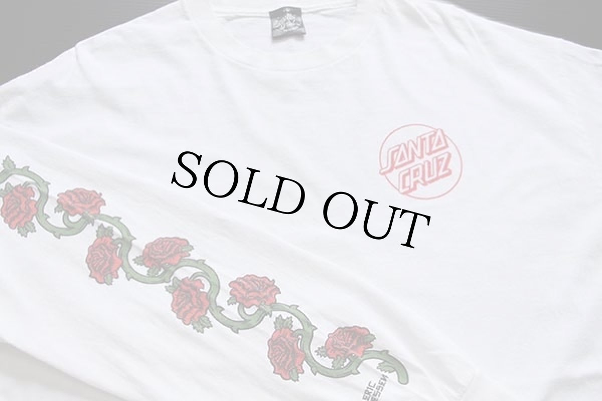 画像3: SANTA CRUZサンタクルーズ ERIC DRESSEN ローズ コットン 長袖Tシャツ 白 (3)