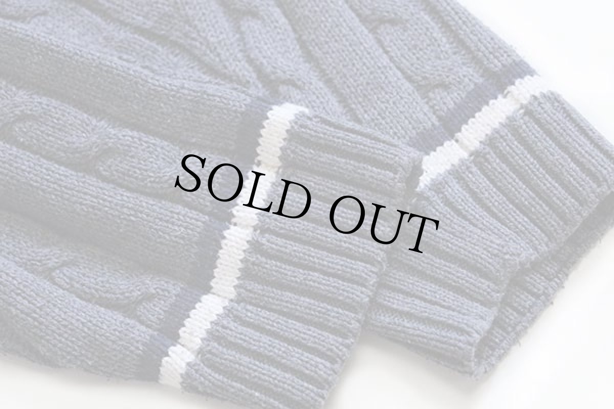 画像5: 90s イタリア製 Levi'sリーバイス ワンポイント Vネック ケーブル編み コットン×アクリルニット チルデンセーター グレー L★ユーロ (5)