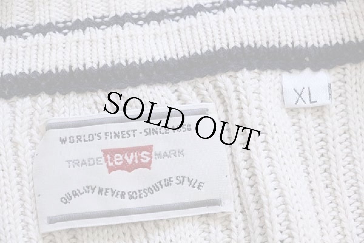 画像4: 90s Levi'sリーバイス 編み柄 コットン×アクリルニット カーディガン アイボリー XL★ユーロ (4)