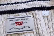 画像4: 90s Levi'sリーバイス 編み柄 コットン×アクリルニット カーディガン アイボリー XL★ユーロ (4)