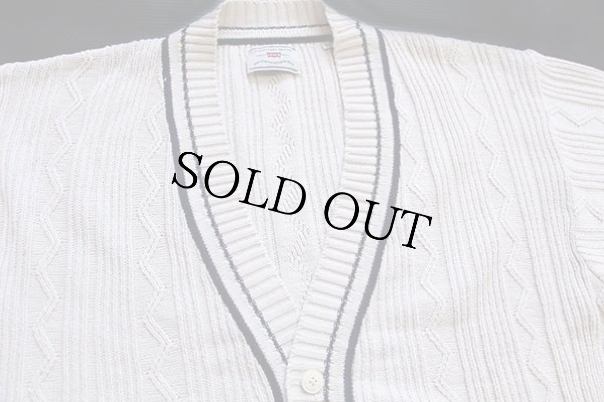 画像3: 90s Levi'sリーバイス 編み柄 コットン×アクリルニット カーディガン アイボリー XL★ユーロ (3)