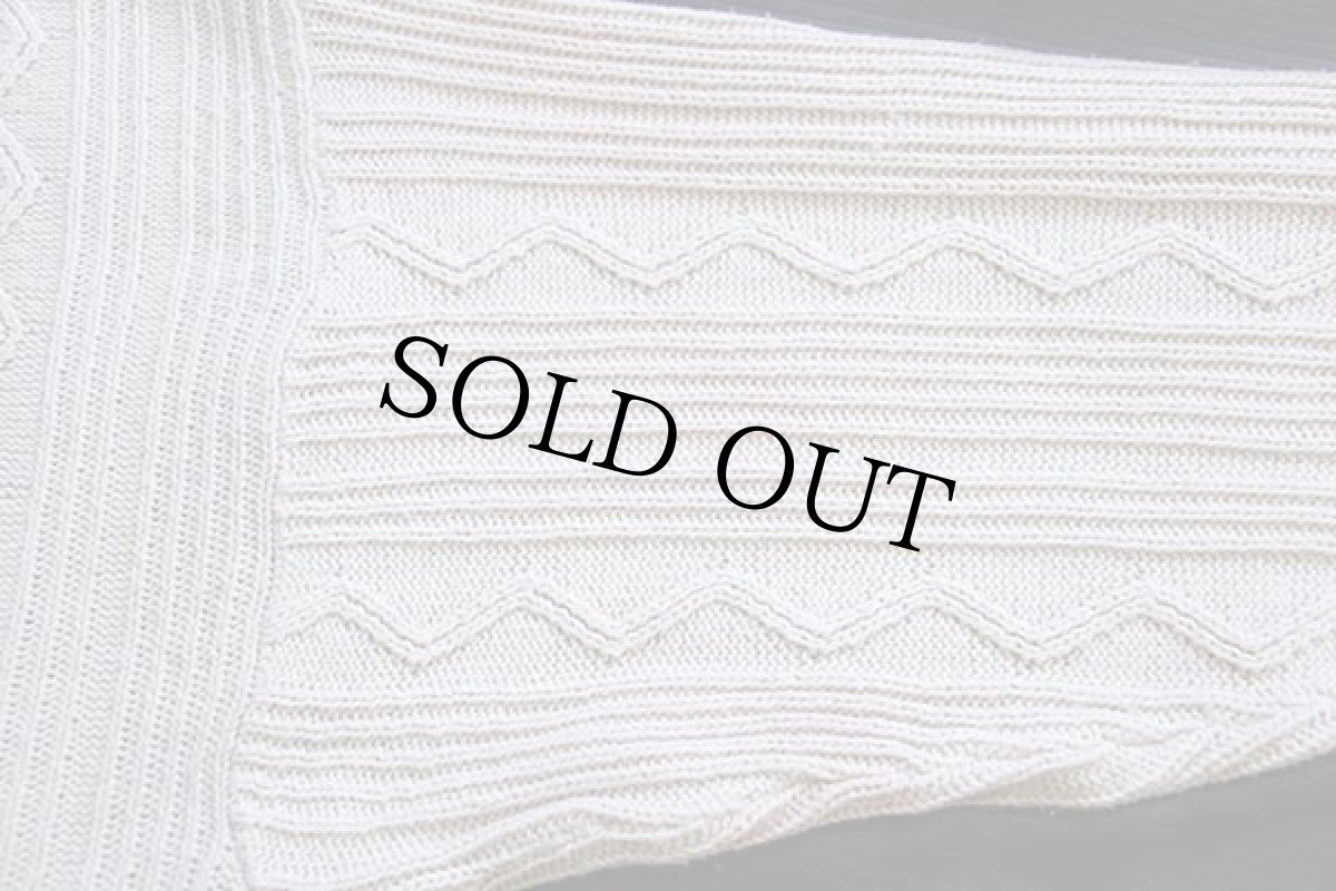 画像8: 90s Levi'sリーバイス 編み柄 コットン×アクリルニット カーディガン アイボリー XL★ユーロ (8)