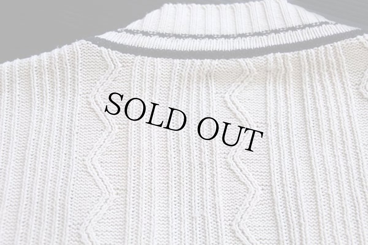 画像7: 90s Levi'sリーバイス 編み柄 コットン×アクリルニット カーディガン アイボリー XL★ユーロ (7)