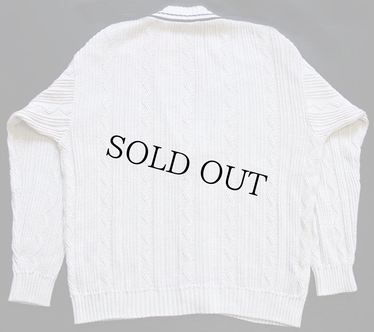 画像2: 90s Levi'sリーバイス 編み柄 コットン×アクリルニット カーディガン アイボリー XL★ユーロ (2)
