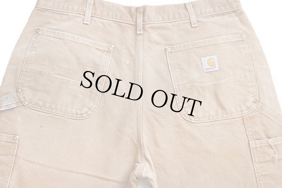 画像5: USA製 carharttカーハート ダブルニー ダック地 ペインターパンツ ペンキ飛び 茶 w36 L30 (5)