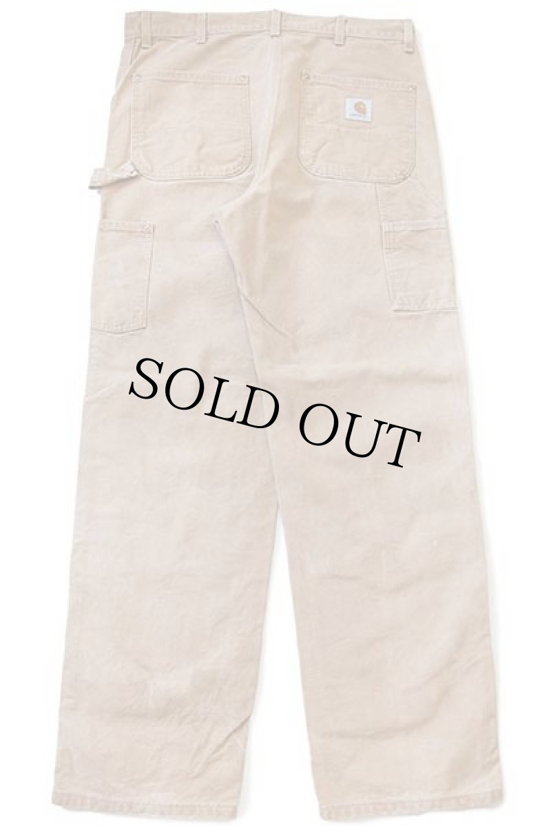 画像3: 90s USA製 carharttカーハート ダブルニー ダック地 ペインターパンツ 茶 w36 L30 (3)