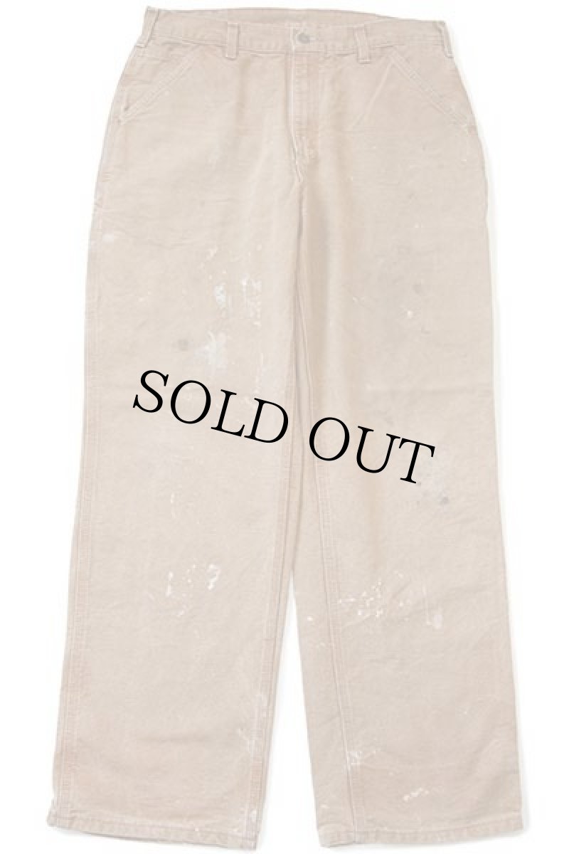 画像2: メキシコ製 carharttカーハート ダック地 ペインターパンツ ペンキ飛び 茶 w34 L32 (2)