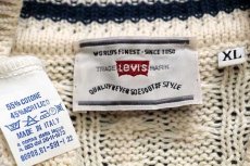 画像4: 90s イタリア製 Levi'sリーバイス Vネック ケーブル編み コットン×アクリルニット チルデンセーター ナチュラル L★ユーロ (4)