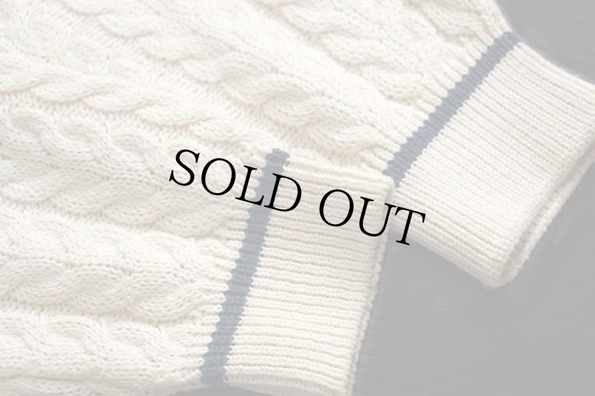 画像6: 90s イタリア製 Levi'sリーバイス Vネック ケーブル編み コットン×アクリルニット チルデンセーター ナチュラル L★ユーロ (6)