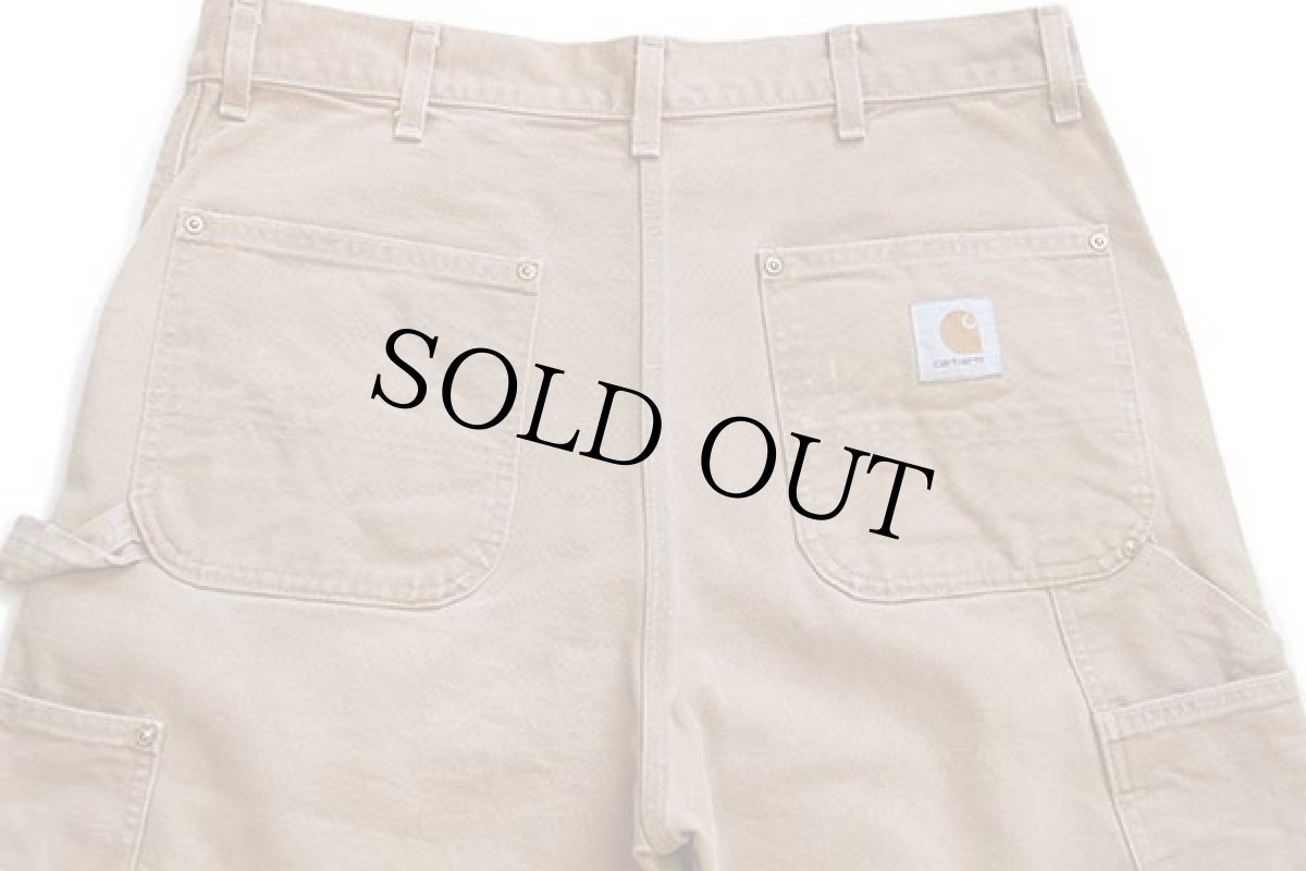 画像5: 90s USA製 carharttカーハート ダブルニー ダック地 ペインターパンツ 茶 w36 L30 (5)