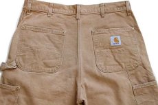 画像5: 90s USA製 carharttカーハート ダブルニー ダック地 ペインターパンツ 茶 w36 L30 (5)