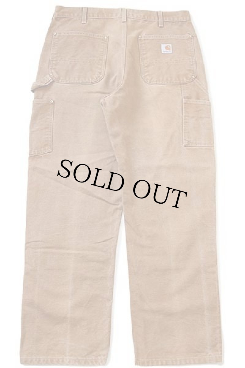 画像3: 00s メキシコ製 carharttカーハート ダブルニー ダック地 ペインターパンツ 茶 w36 L30 (3)