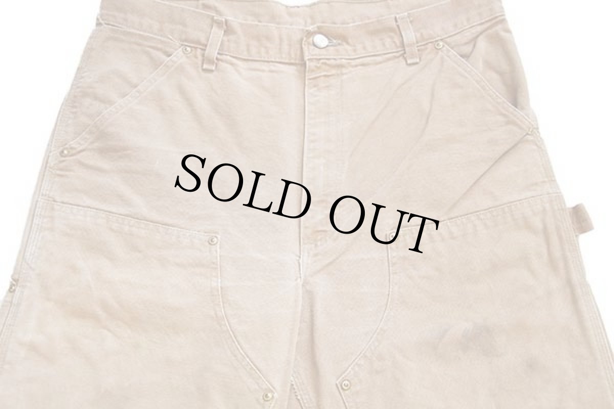 画像4: 90s USA製 carharttカーハート ダブルニー ダック地 ペインターパンツ 茶 w36 L30 (4)