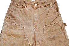 画像4: 90s USA製 carharttカーハート ダブルニー ダック地 ペインターパンツ 茶 w36 L30 (4)