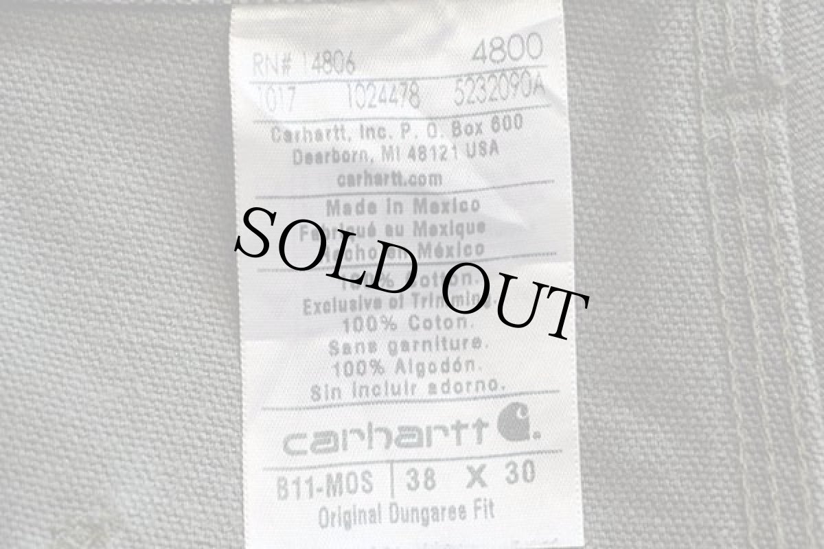 画像6: メキシコ製 carharttカーハート ダック地 ペインターパンツ モスグリーン w38 L30 (6)