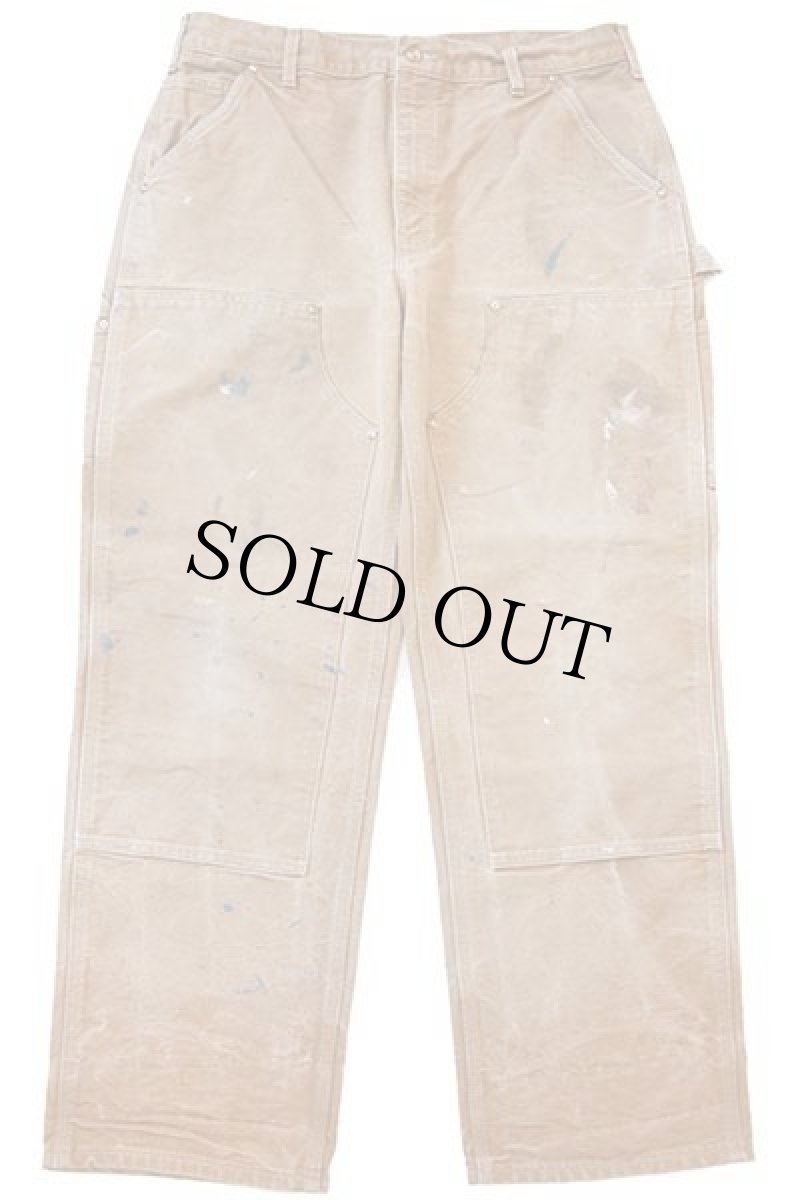 画像2: USA製 carharttカーハート ダブルニー ダック地 ペインターパンツ ペンキ飛び 茶 w36 L30 (2)