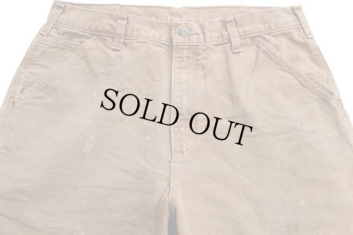 画像4: メキシコ製 carharttカーハート ダック地 ペインターパンツ ペンキ飛び 茶 w34 L32 (4)