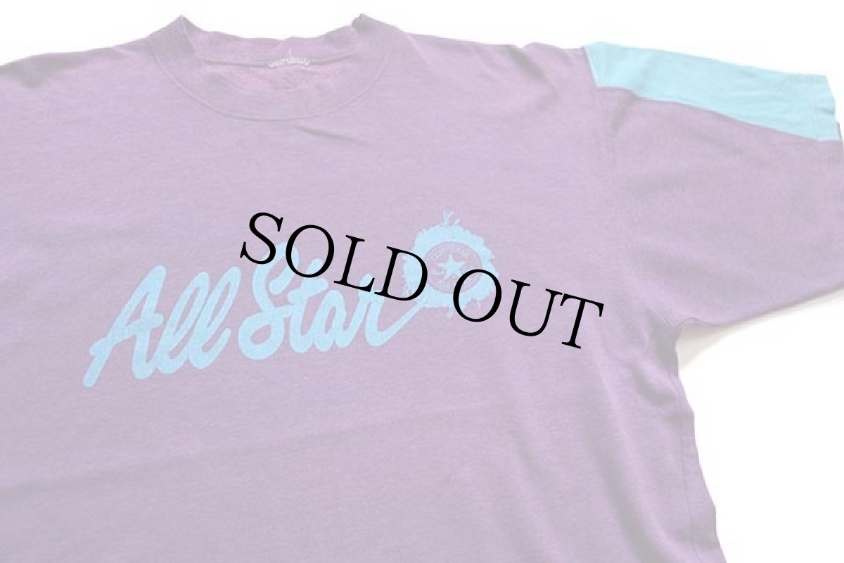 画像3: 90s CONVERSEコンバース ALLSTARオールスター ロゴ ツートン 切り替え 半袖スウェット 紫×水色 (3)