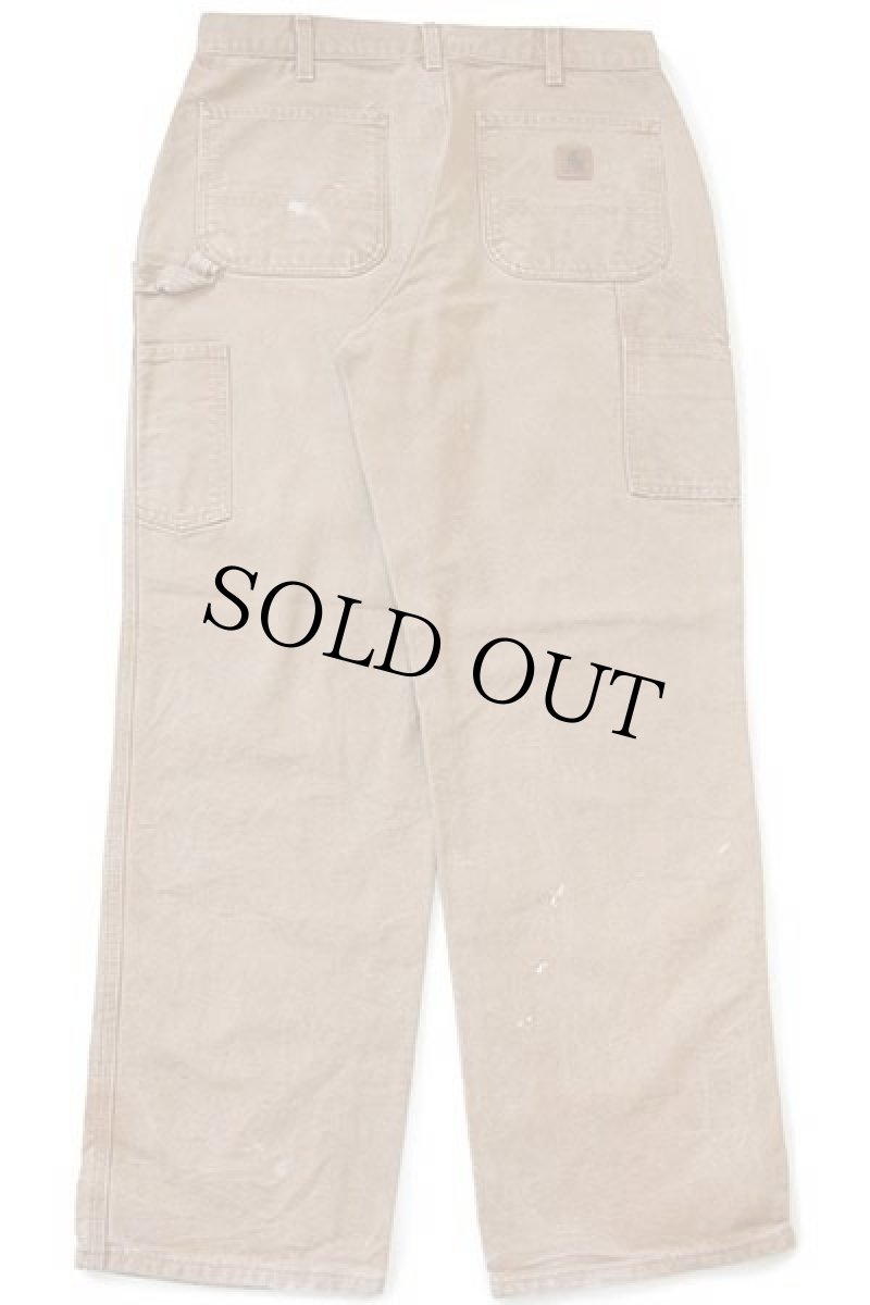 画像3: メキシコ製 carharttカーハート ダック地 ペインターパンツ ペンキ飛び 茶 w34 L32 (3)