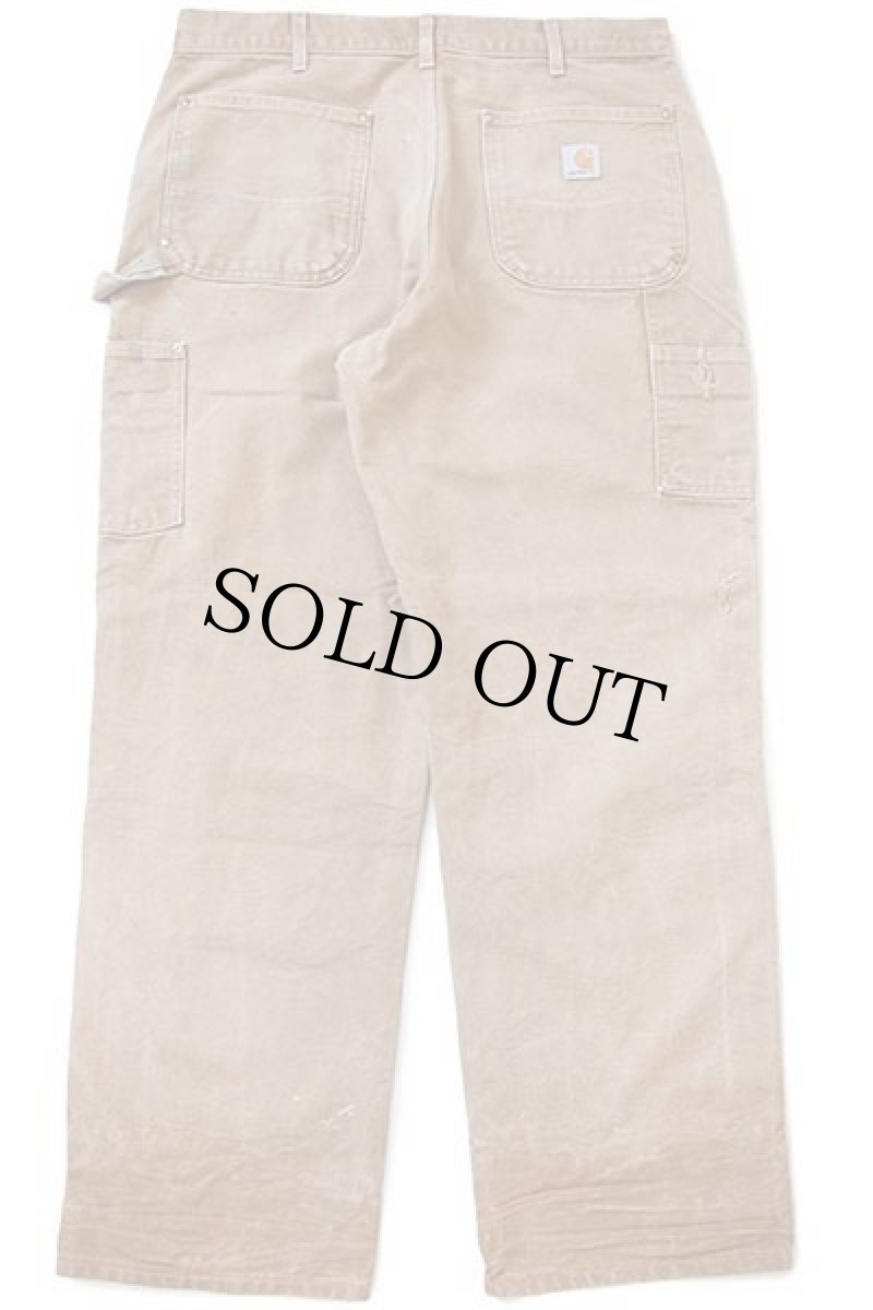 画像3: USA製 carharttカーハート ダブルニー ダック地 ペインターパンツ ペンキ飛び 茶 w36 L30 (3)