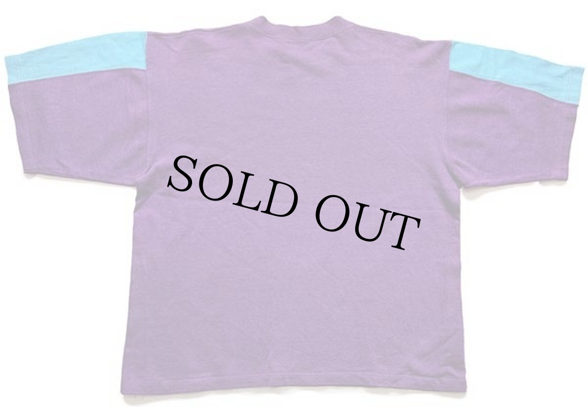 画像2: 90s CONVERSEコンバース ALLSTARオールスター ロゴ ツートン 切り替え 半袖スウェット 紫×水色 (2)