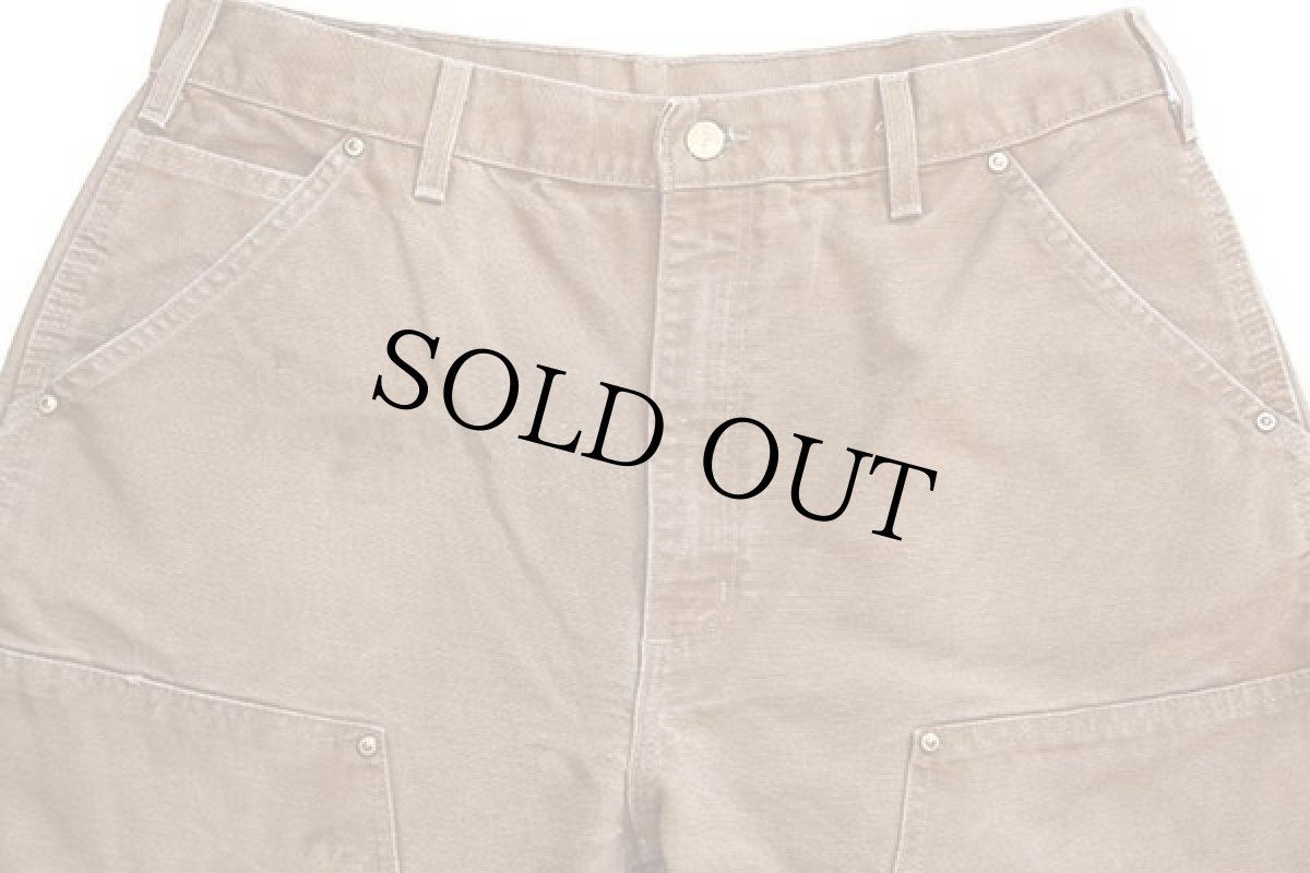 画像4: 00s メキシコ製 carharttカーハート ダブルニー ダック地 ペインターパンツ 茶 w36 L30 (4)