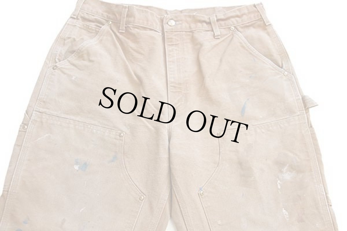 画像4: USA製 carharttカーハート ダブルニー ダック地 ペインターパンツ ペンキ飛び 茶 w36 L30 (4)